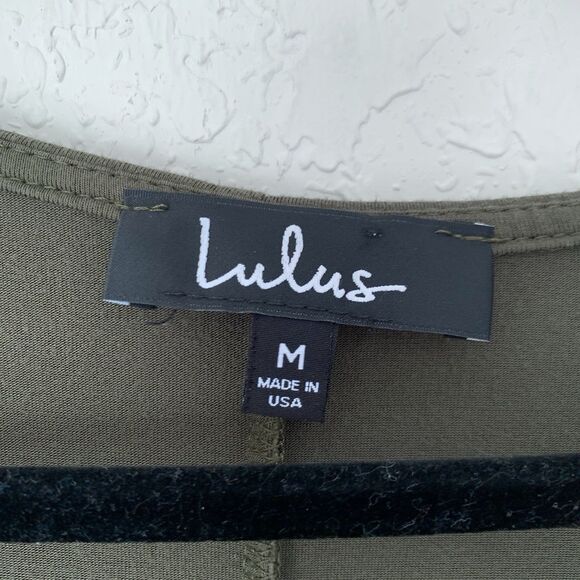 Lulus Twirl Power Dress Women M Olive Green 3/4 Sleeve TShirt Mini Stretch Fall - Picture 4 of 9